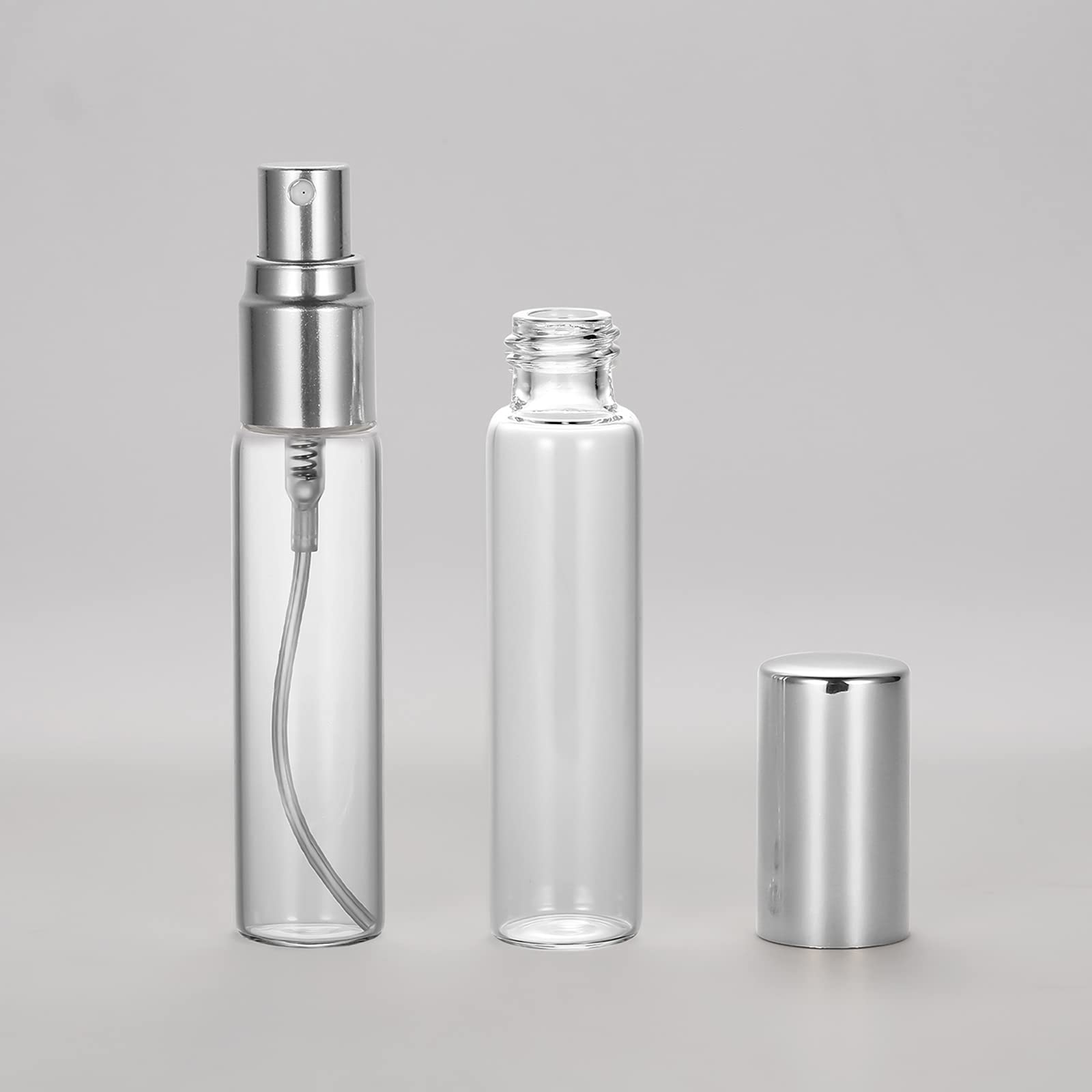 Zbfwmx 20 Pack Set 10Ml Protable Refill Bulk Atomizer Spray Travel Perfume Bottle Hydrating Empty Bottle (Sliver Caps)